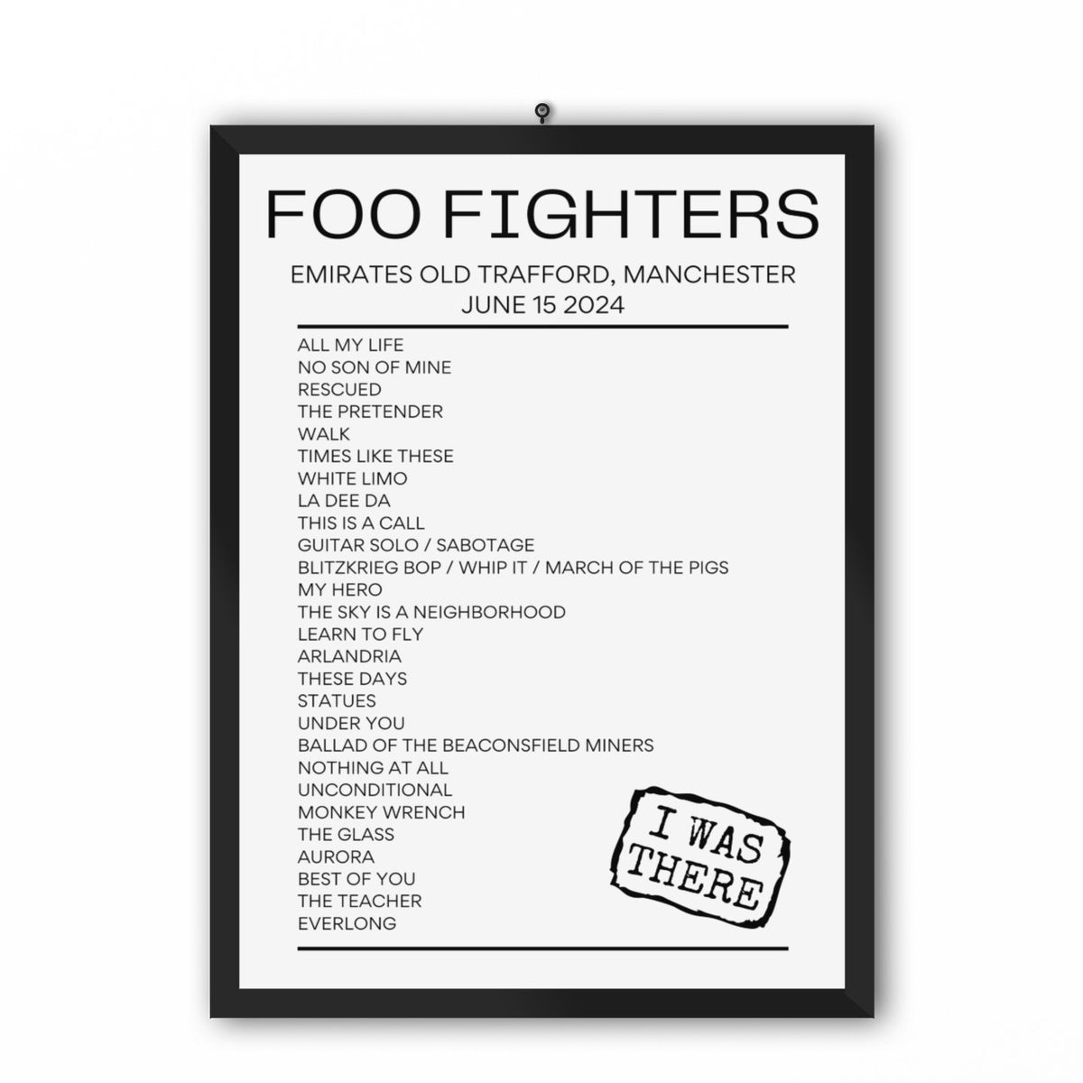 Foo Fighters Manchester June 15 2024 Replica Setlist, 03/10/2024