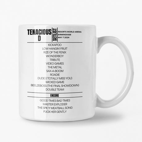 Tenacious D Birmingham May 7 2024 Setlist Mug - Setlist