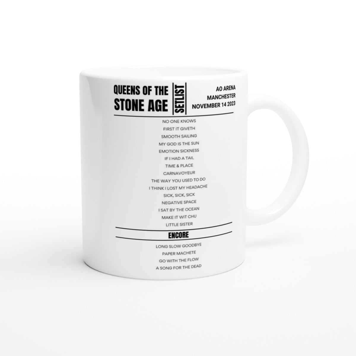 Queens Of The Stone Age Manchester 14 November 2023 Setlist Mug
