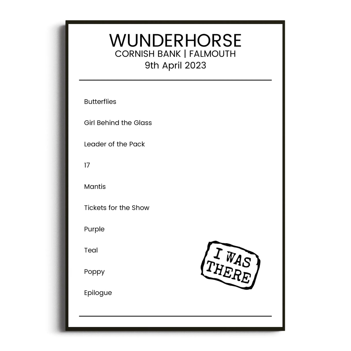 Wunderhorse Falmouth 09 April 2023 Setlist Poster