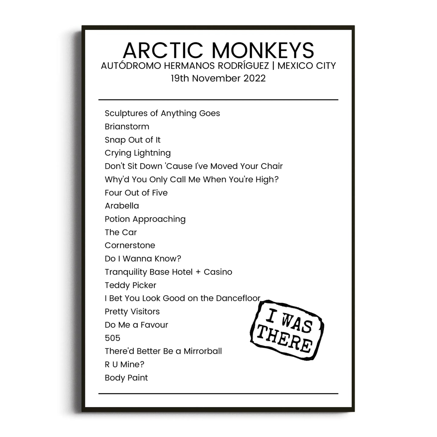 Arctic Monkeys Mexico City 19 November 2022 Setlist Poster