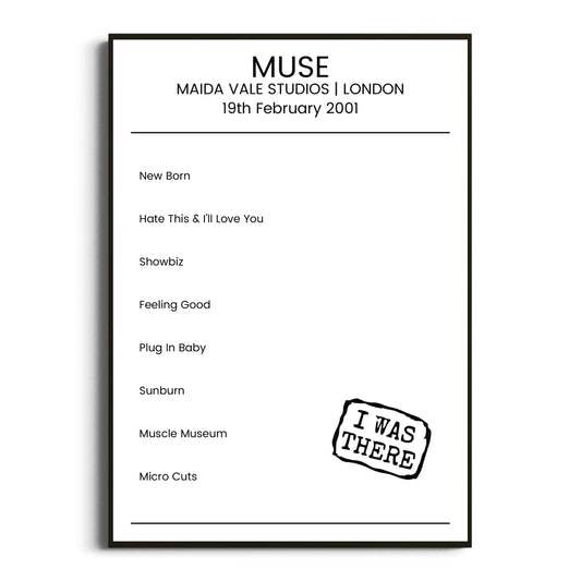 Muse London 19 February 2001 Setlist Poster