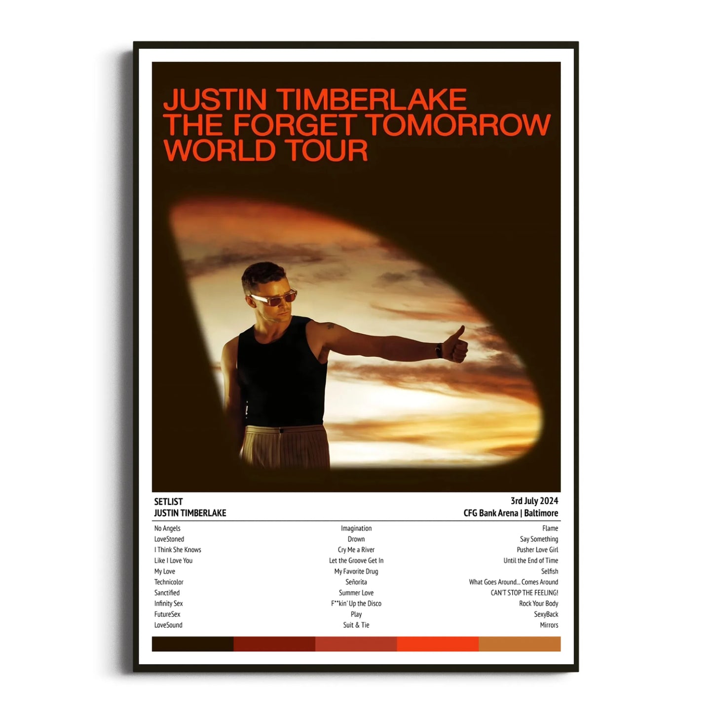 Justin Timberlake Baltimore CFG Bank Arena 03 July 2024 Setlist Tour Poster