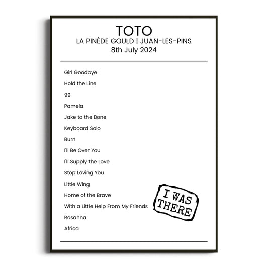 Toto Juan-les-Pins 08 July 2024 Setlist Poster