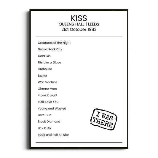 KISS Leeds 21 October 1983 Setlist Poster