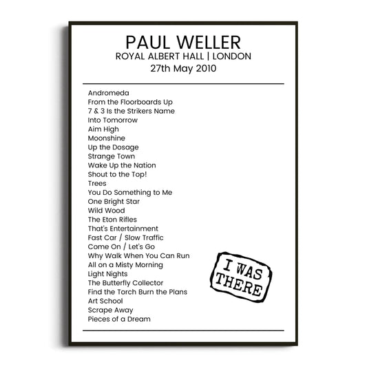 Paul Weller London 27 May 2010 Setlist Poster