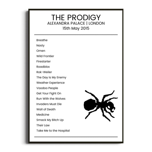 The Prodigy London 15 May 2015 Setlist Poster