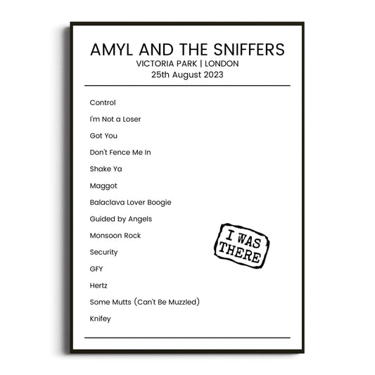 Amyl and the Sniffers London 25 August 2023 Setlist Poster