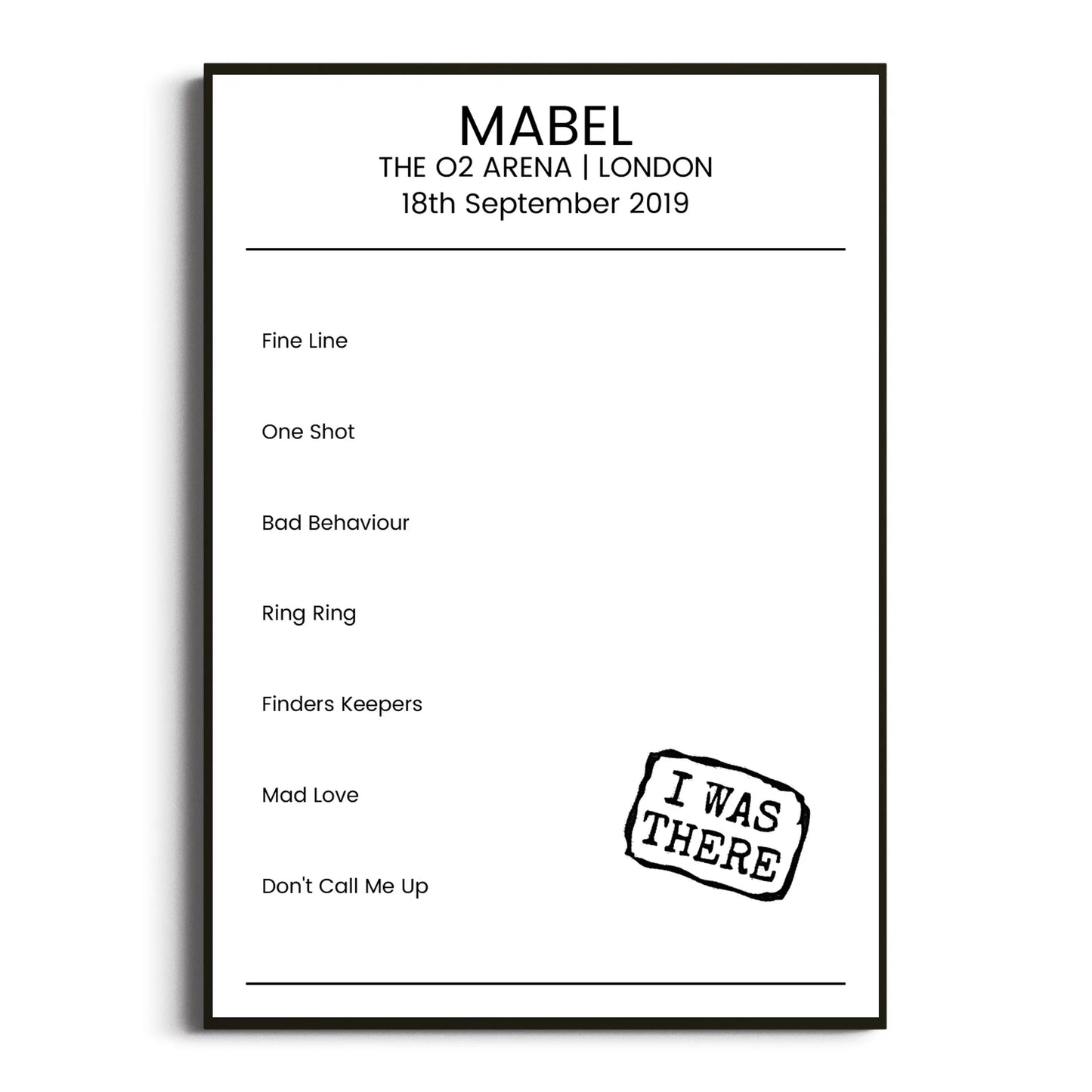 Mabel London 18 September 2019 Setlist Poster