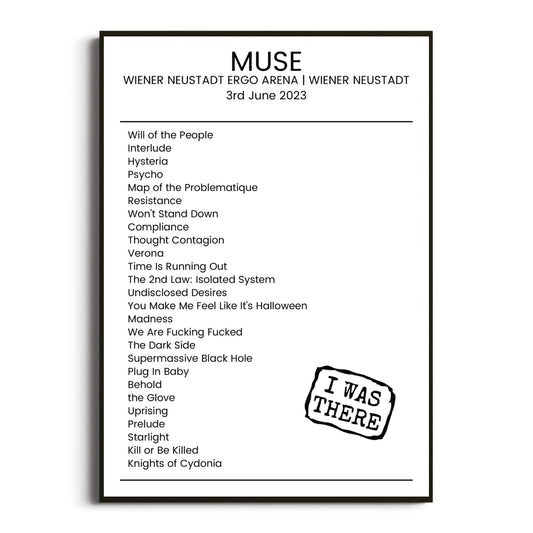 Muse Wiener Neustadt 03 June 2023 Setlist Poster