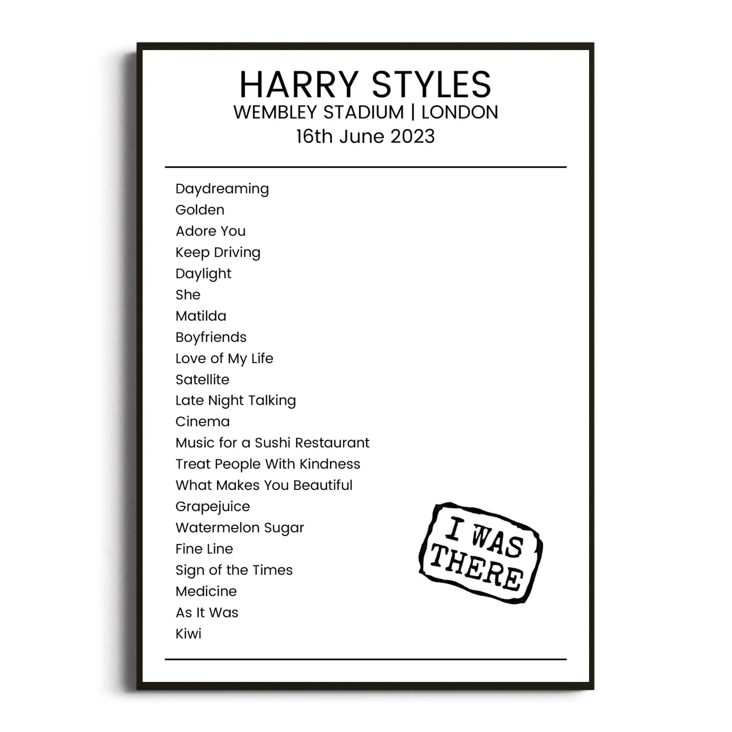 Harry Styles London 16 June 2023 Setlist Poster