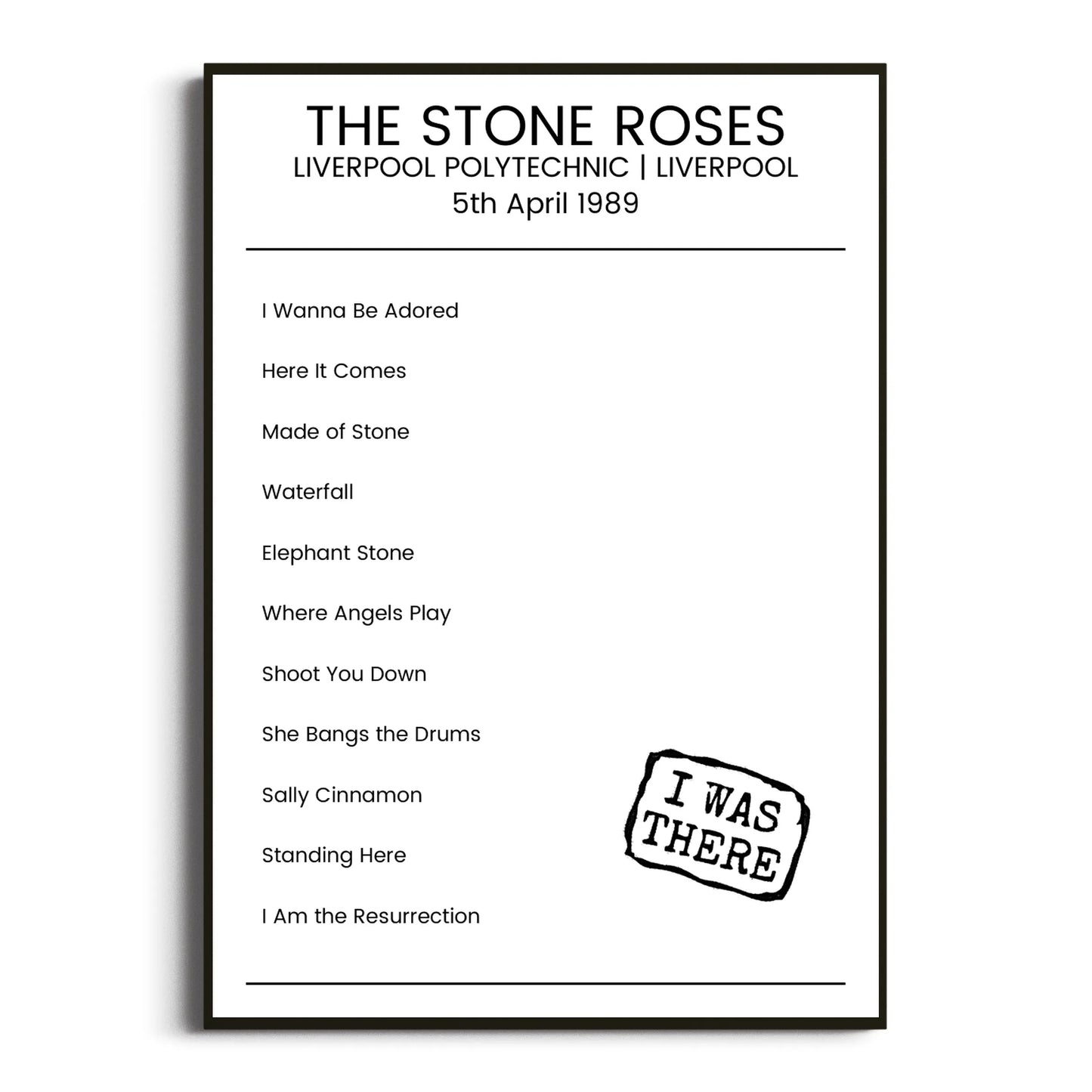 The Stone Roses Liverpool 05 April 1989 Setlist Poster