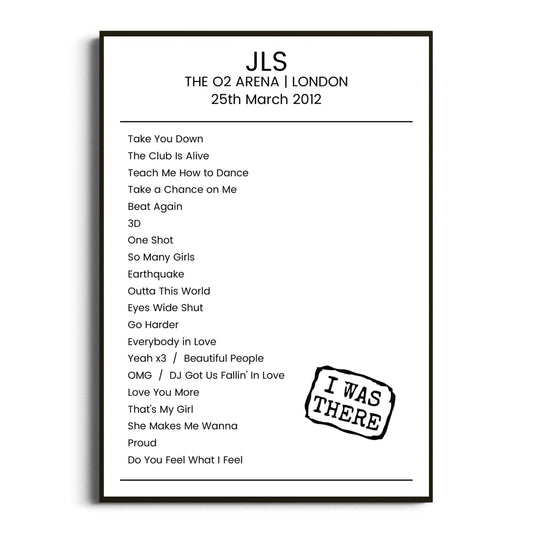 JLS London 25 March 2012 Setlist Poster