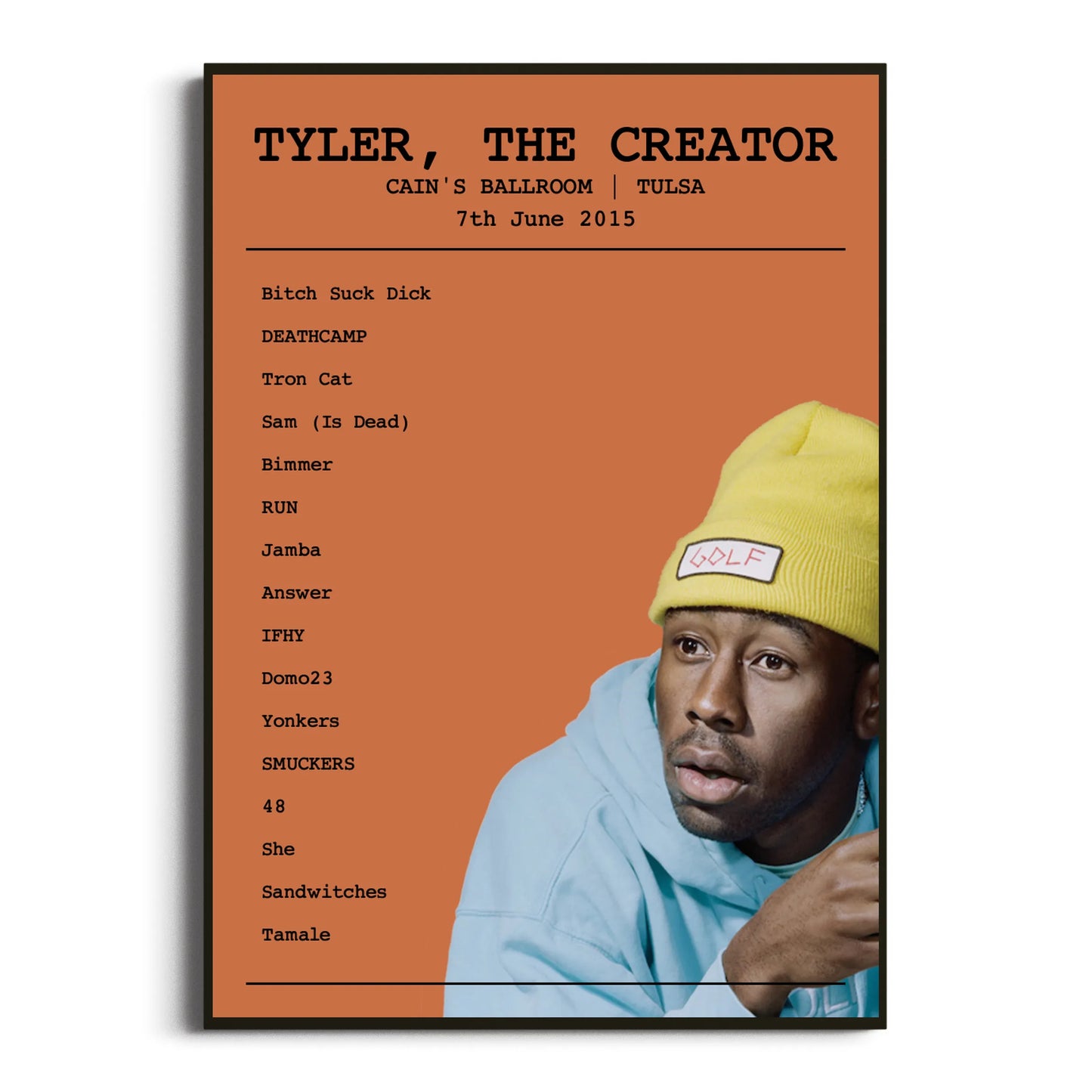 Tyler, The Creator Tulsa 07 June 2015 Setlist Poster