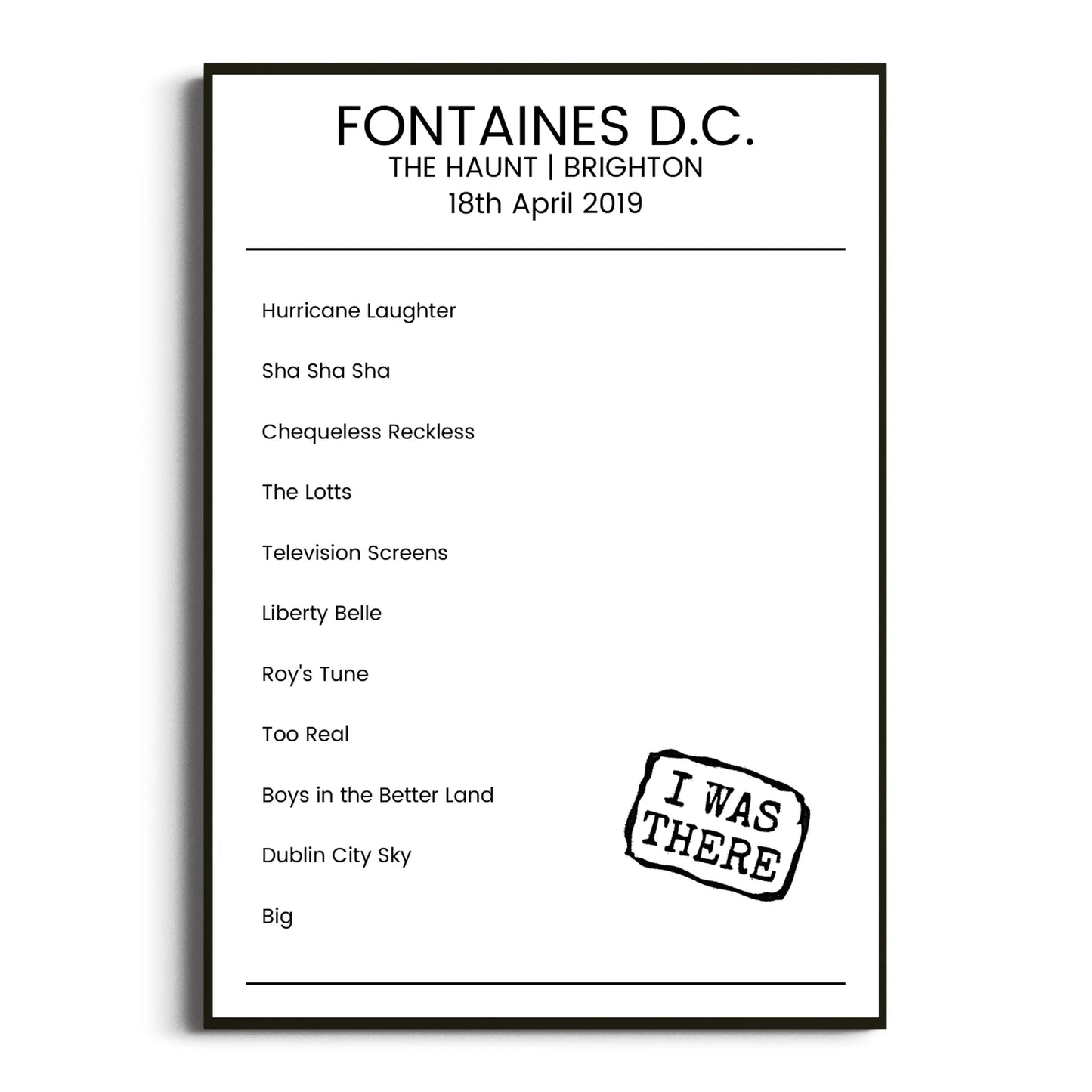 Fontaines D.C. Brighton 18 April 2019 Setlist Poster