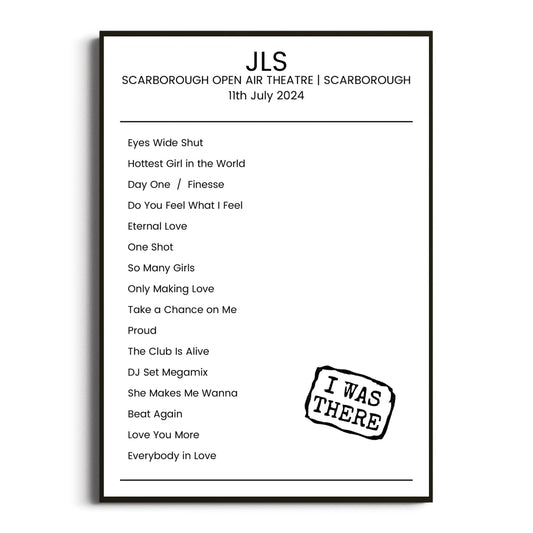 JLS Scarborough 11 July 2024 Setlist Poster