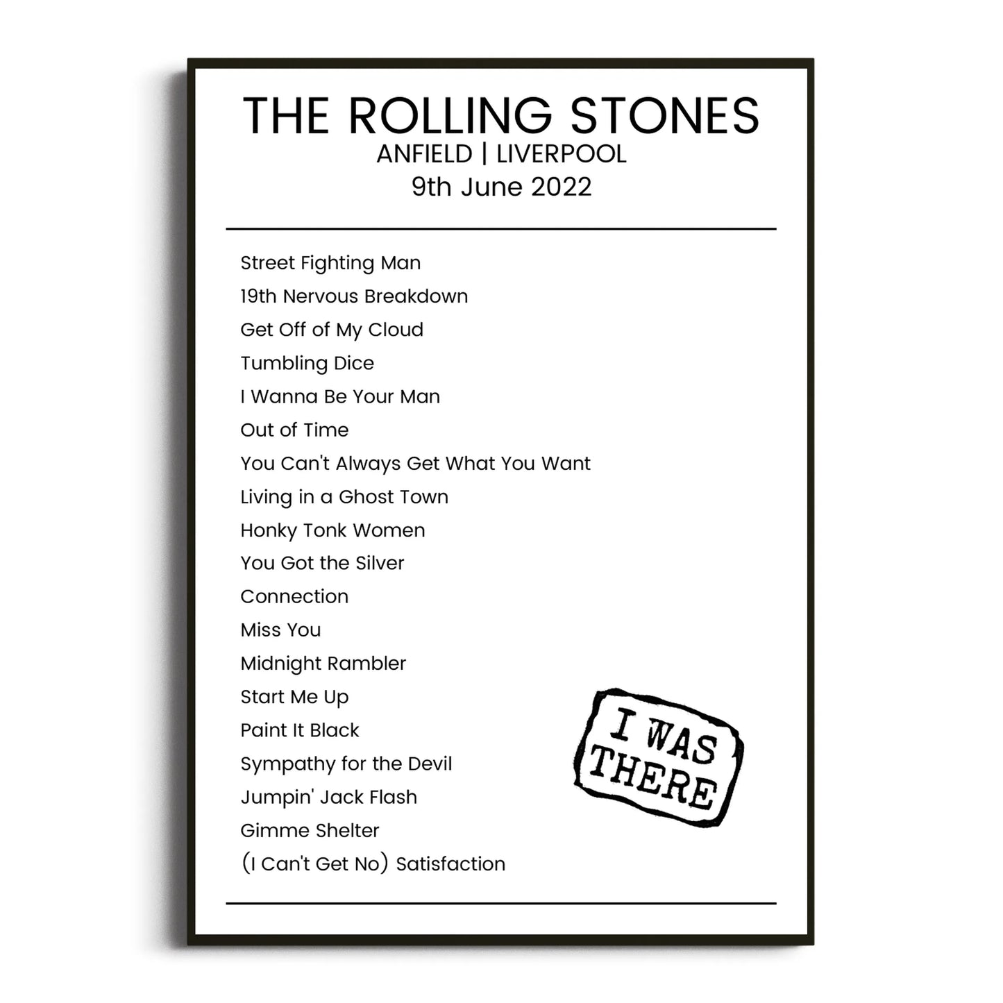 The Rolling Stones Liverpool 09 June 2022 Setlist Poster