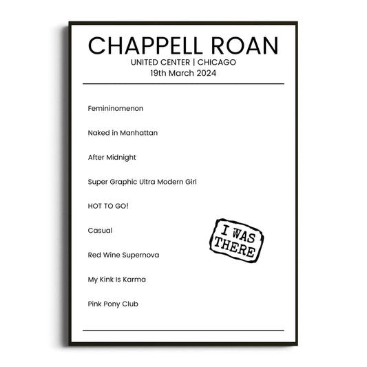 Chappell Roan Chicago 19 March 2024 Setlist Poster