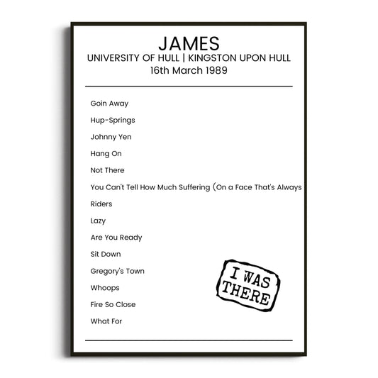 James Kingston upon Hull 16 March 1989 Setlist Poster