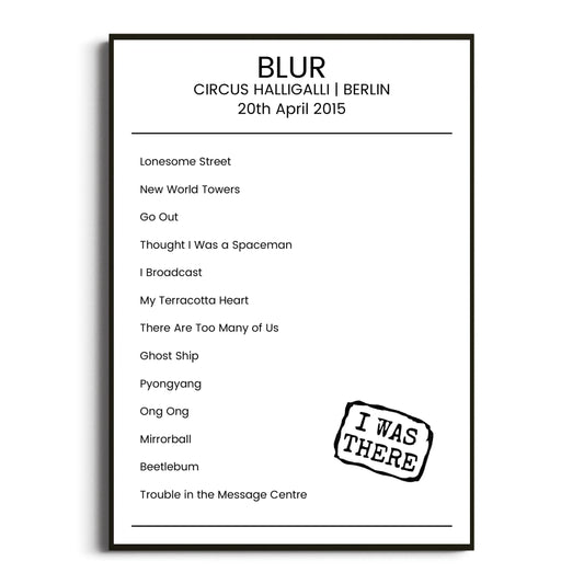 Blur Berlin 20 April 2015 Setlist Poster