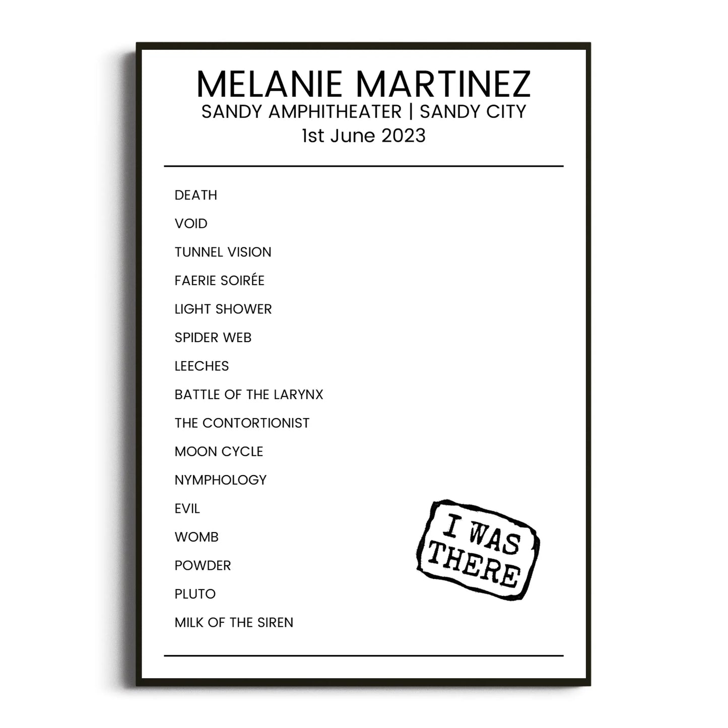 Melanie Martinez Sandy City 01 June 2023 Setlist Poster