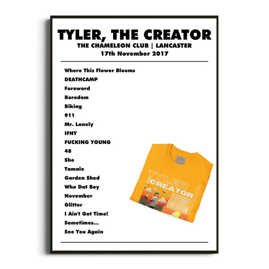 Tyler, The Creator Lancaster 17 November 2017 Setlist Poster