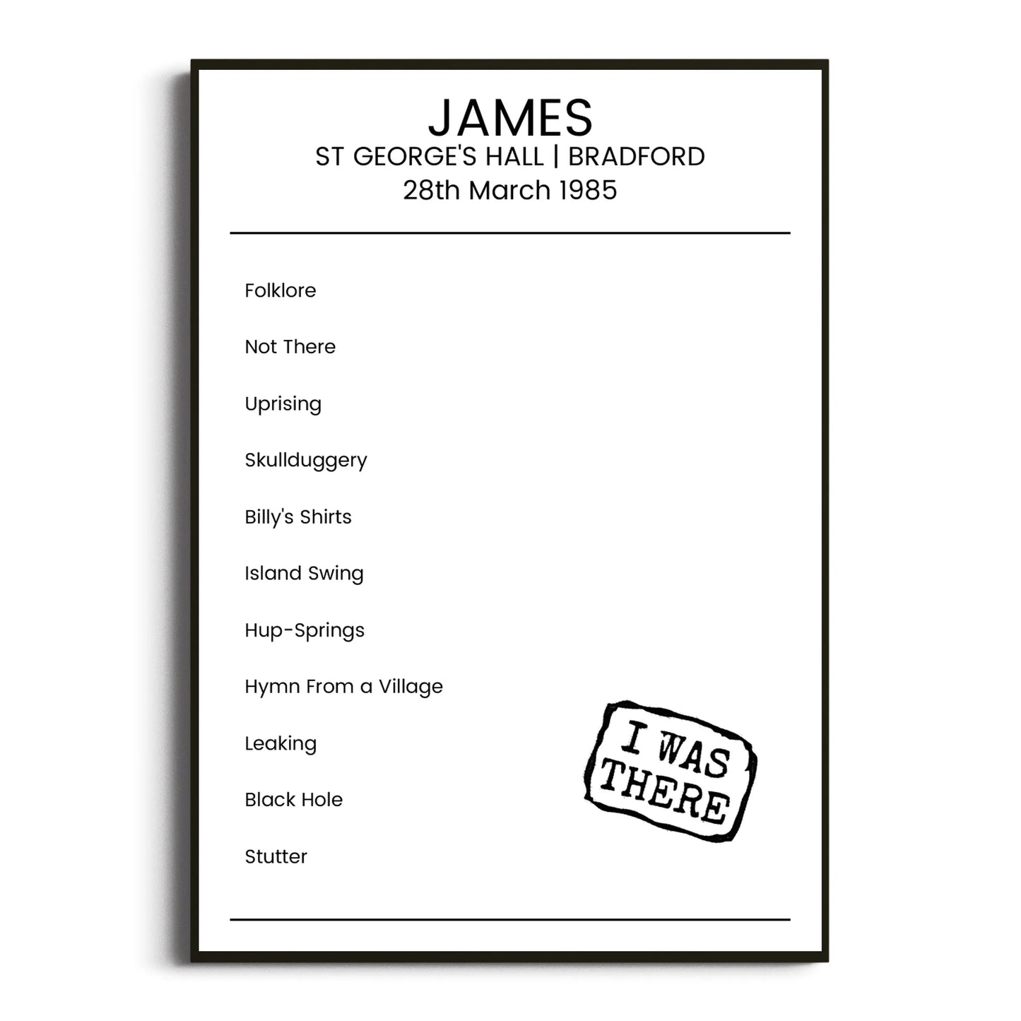 James Bradford 28 March 1985 Setlist Poster