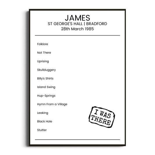 James Bradford 28 March 1985 Setlist Poster