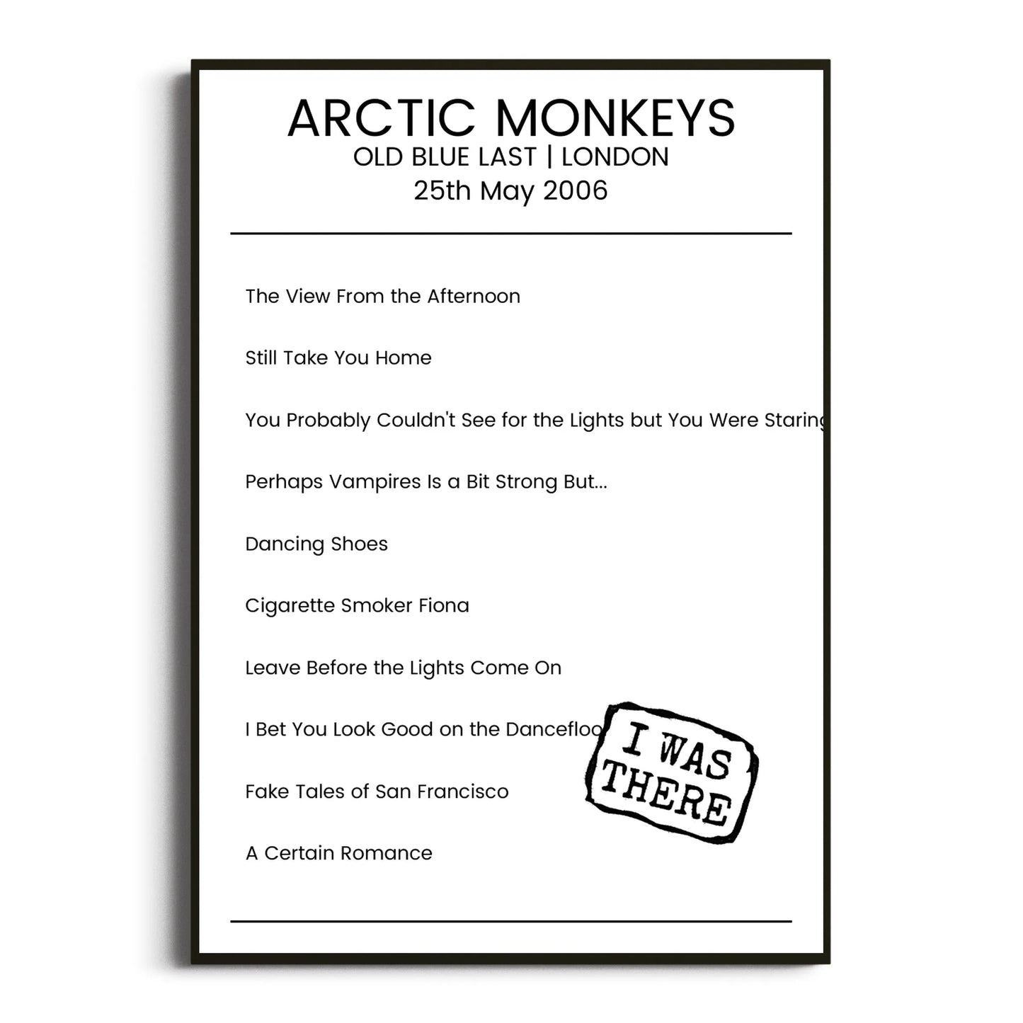 Arctic Monkeys London 25 May 2006 Setlist Poster