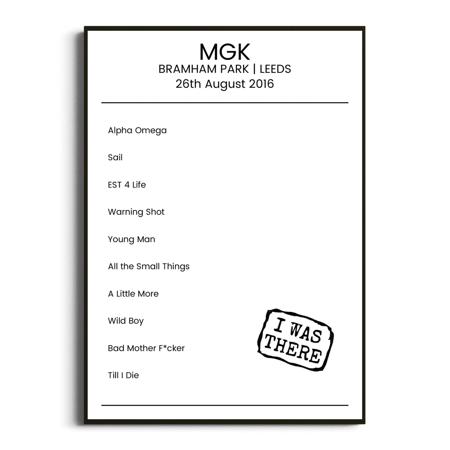 mgk Leeds 26 August 2016 Setlist Poster