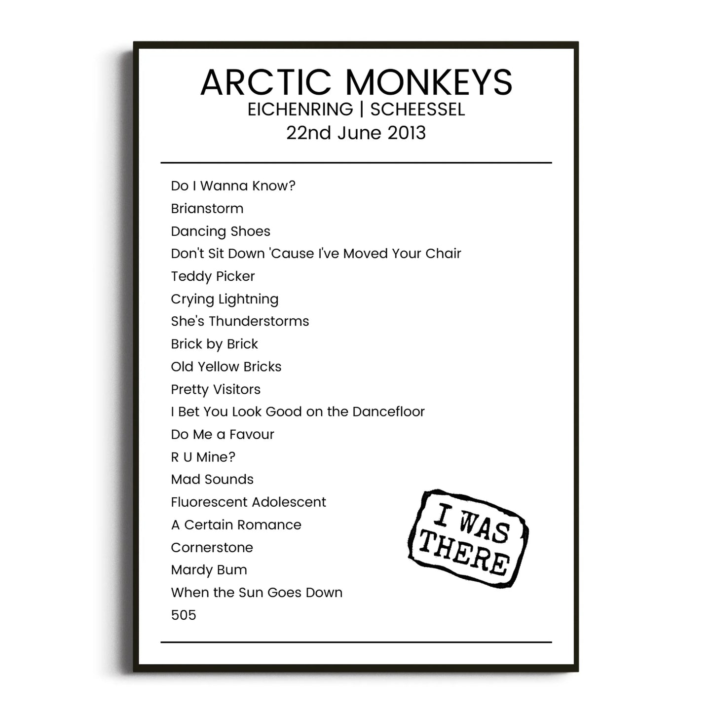 Arctic Monkeys Scheeßel 22 June 2013 Setlist Poster