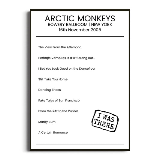 Arctic Monkeys New York 16 November 2005 Setlist Poster