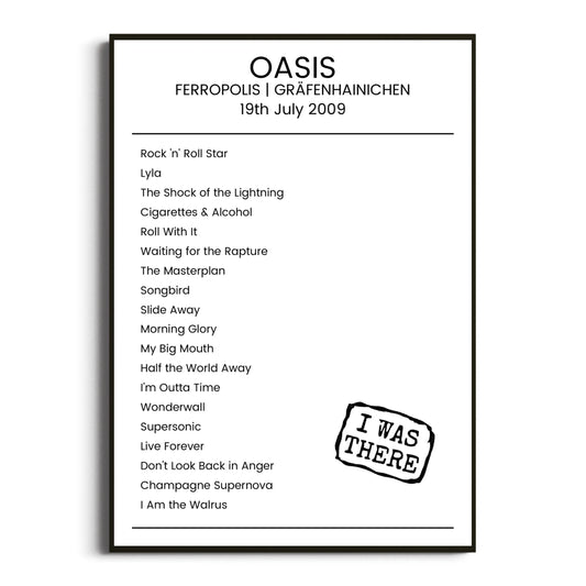 Oasis Gräfenhainichen 19 July 2009 Setlist Poster