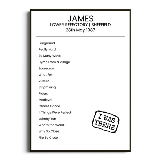 James Sheffield 28 May 1987 Setlist Poster