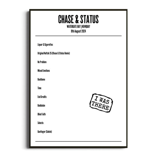 Chase & Status Newquay 09 August 2024 Setlist Poster