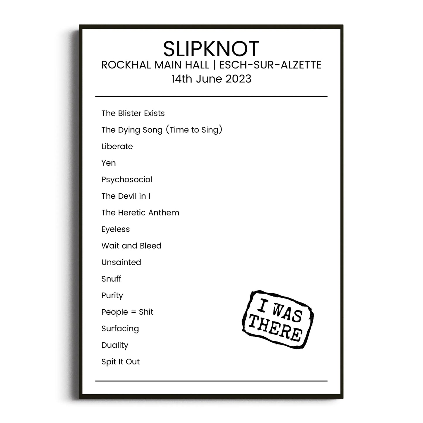 Slipknot Esch-sur-Alzette 14 June 2023 Setlist Poster