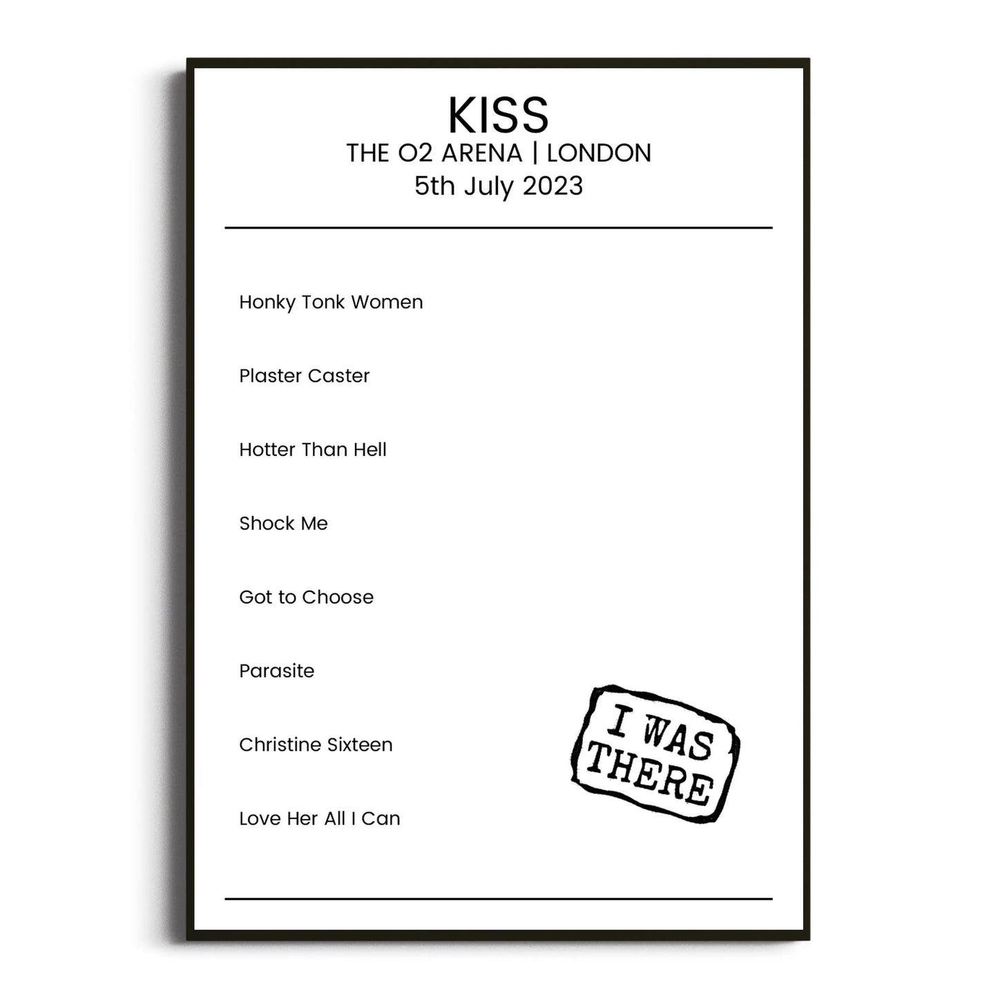 KISS London 05 July 2023 Setlist Poster