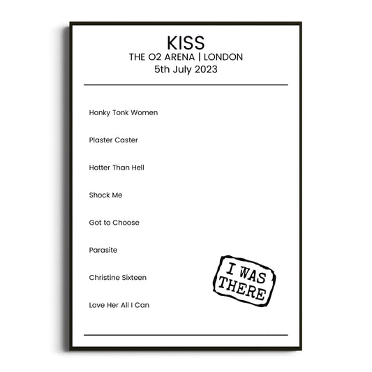 KISS London 05 July 2023 Setlist Poster