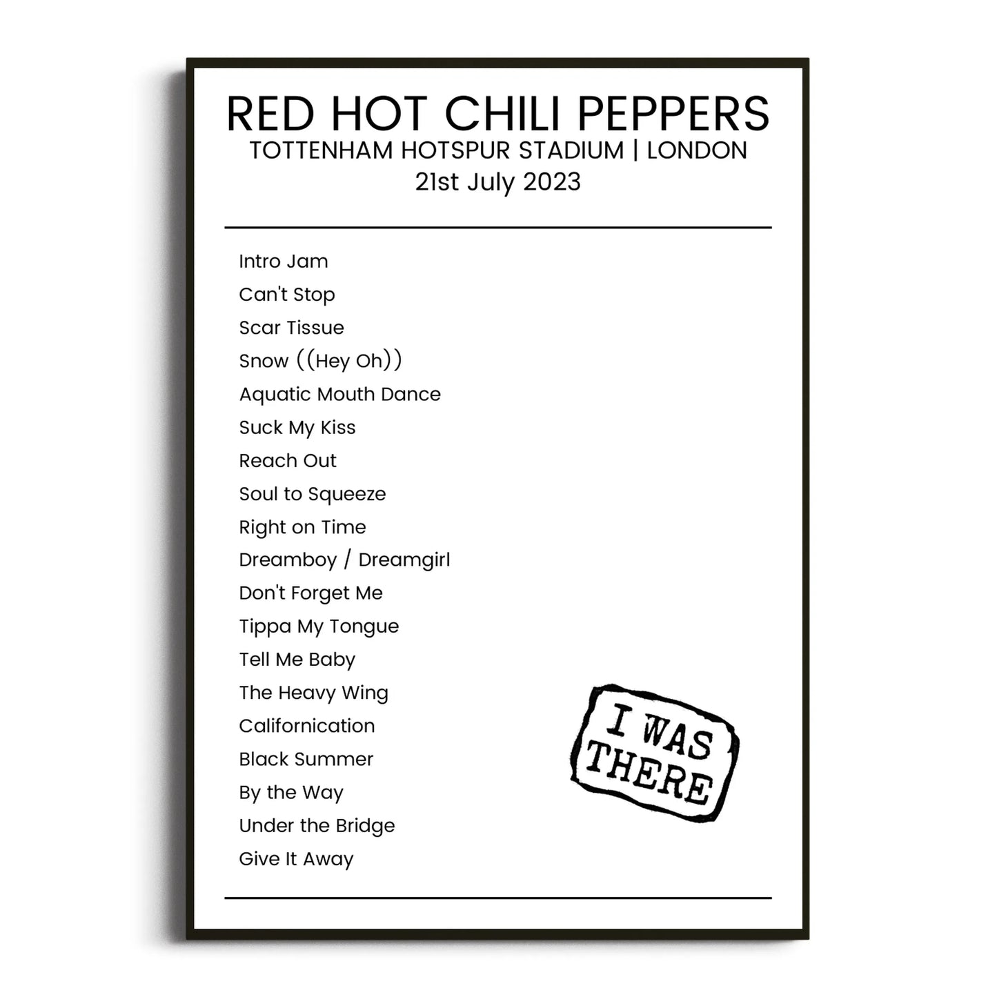 Red Hot Chili Peppers London 21 July 2023 Setlist Poster