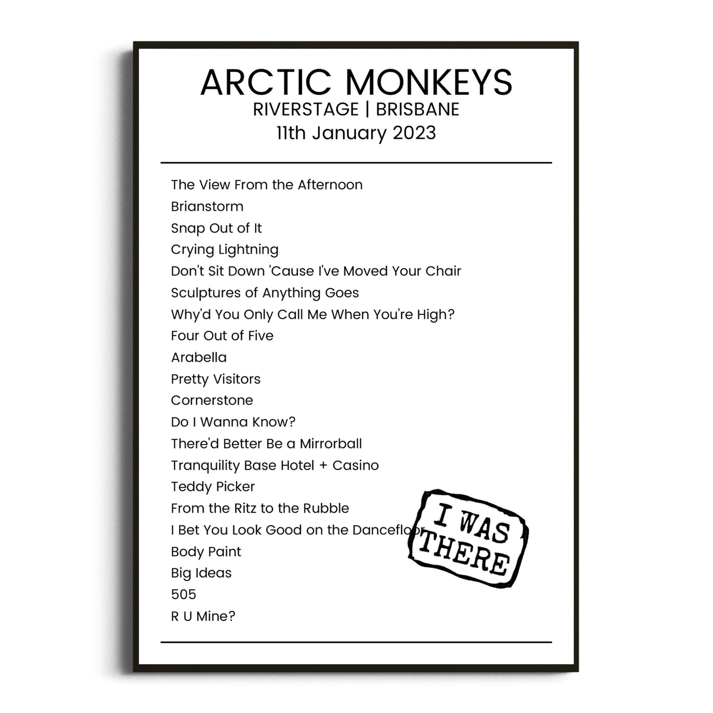 Arctic Monkeys Brisbane 11 January 2023 Setlist Poster