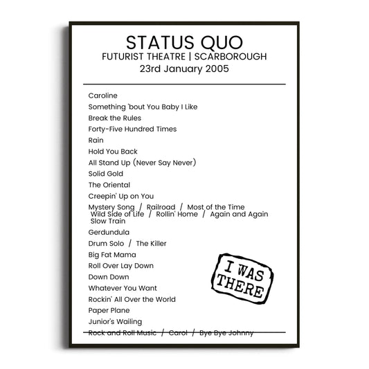 Status Quo Scarborough 23 January 2005 Setlist Poster