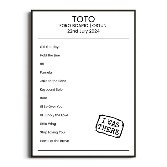 Toto Ostuni 22 July 2024 Setlist Poster