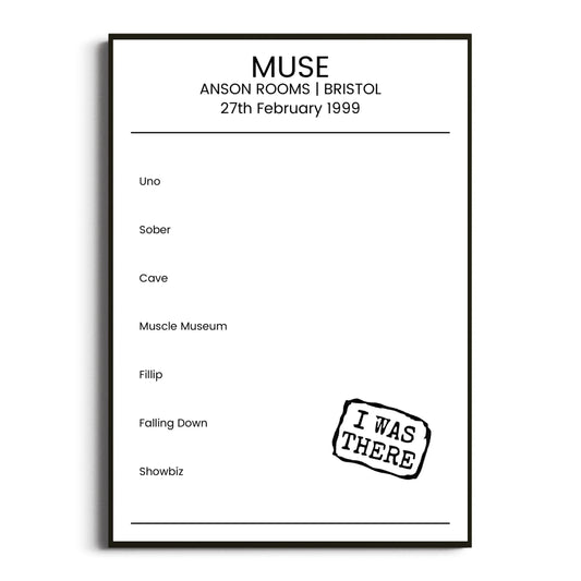 Muse Bristol 27 February 1999 Setlist Poster