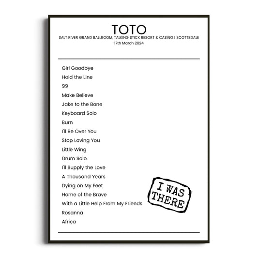 Toto Scottsdale 17 March 2024 Setlist Poster