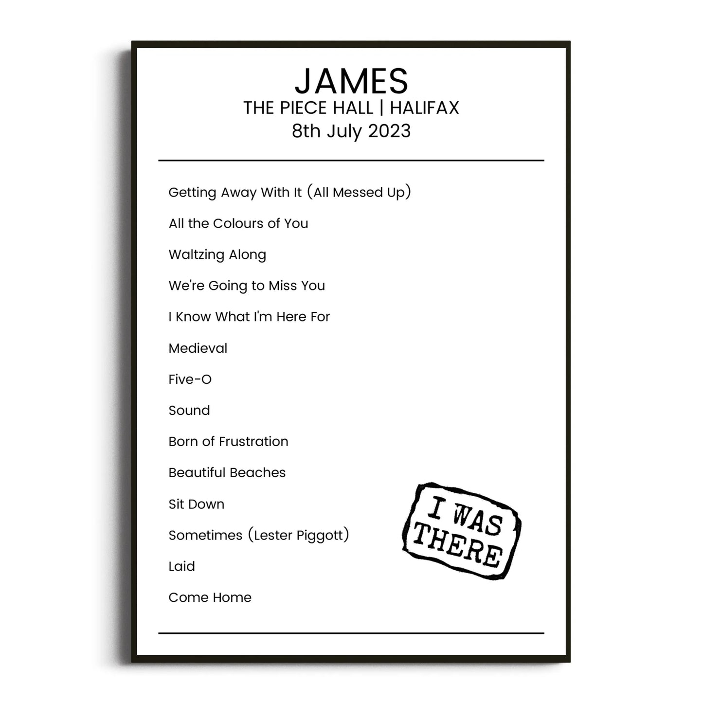 James Halifax 08 July 2023 Setlist Poster