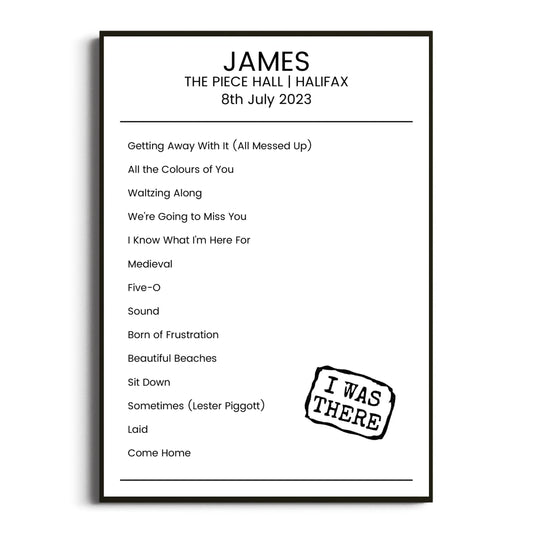 James Halifax 08 July 2023 Setlist Poster