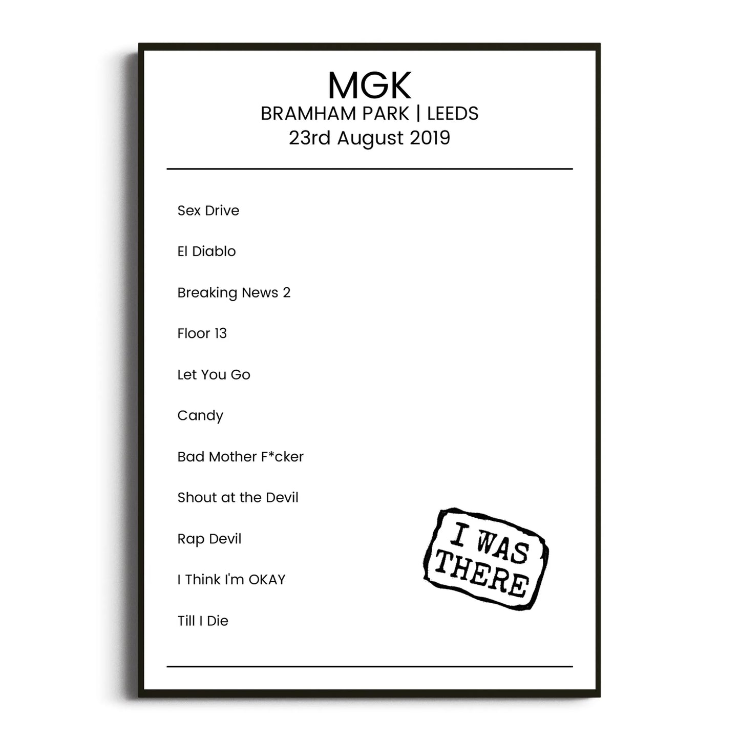 mgk Leeds 23 August 2019 Setlist Poster