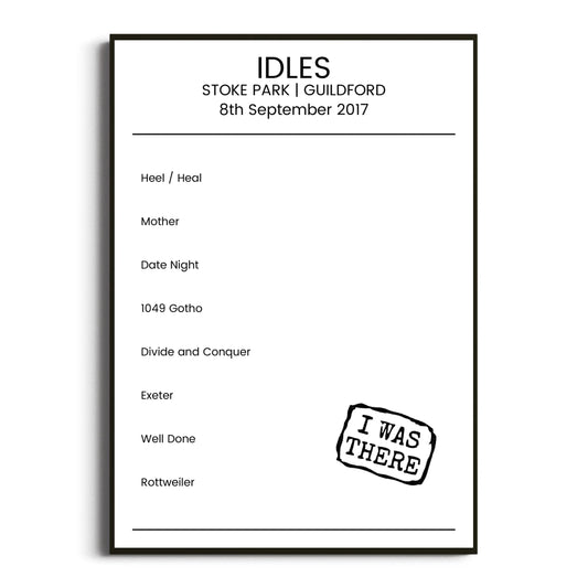 IDLES Guildford 08 September 2017 Setlist Poster