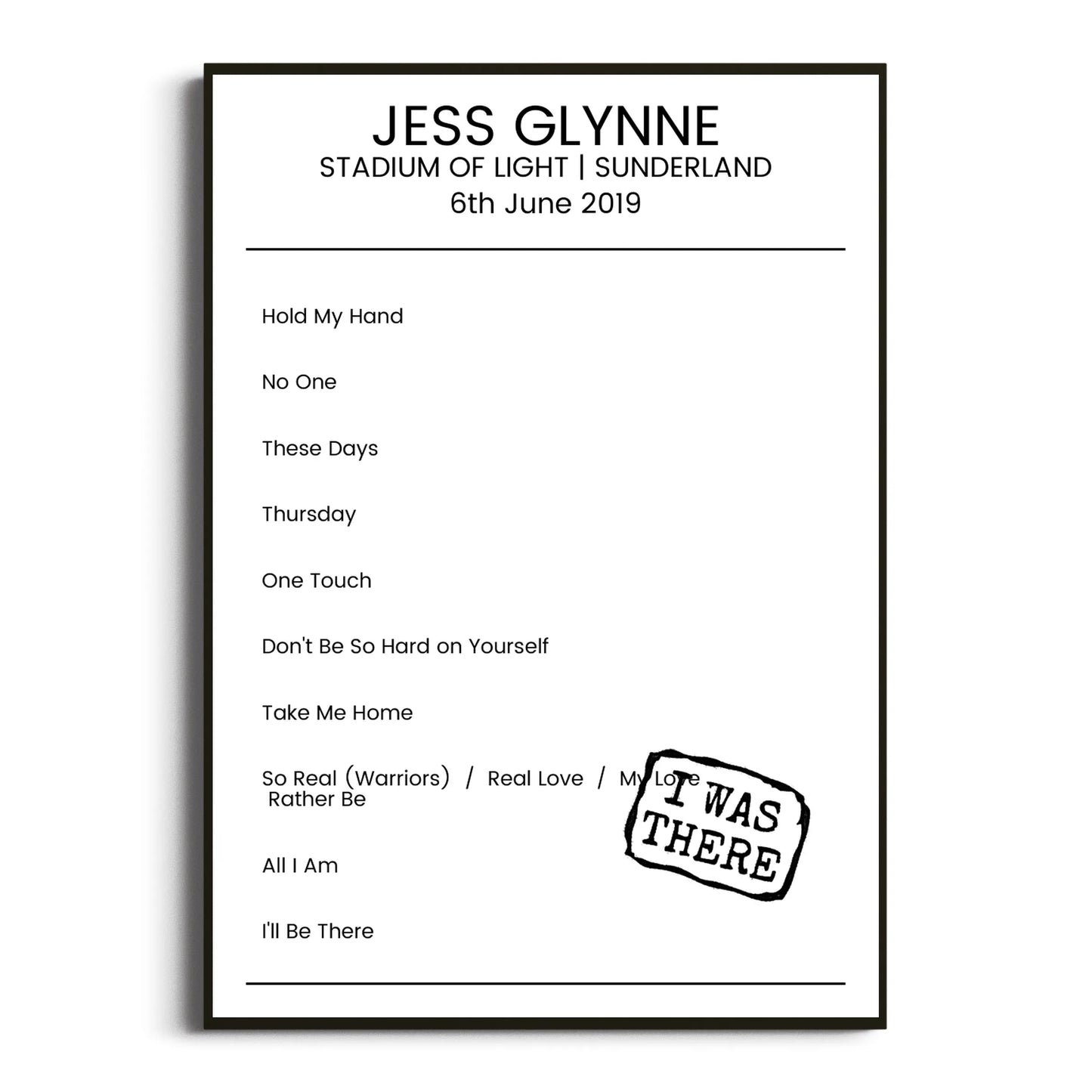 Jess Glynne Sunderland 06 June 2019 Setlist Poster