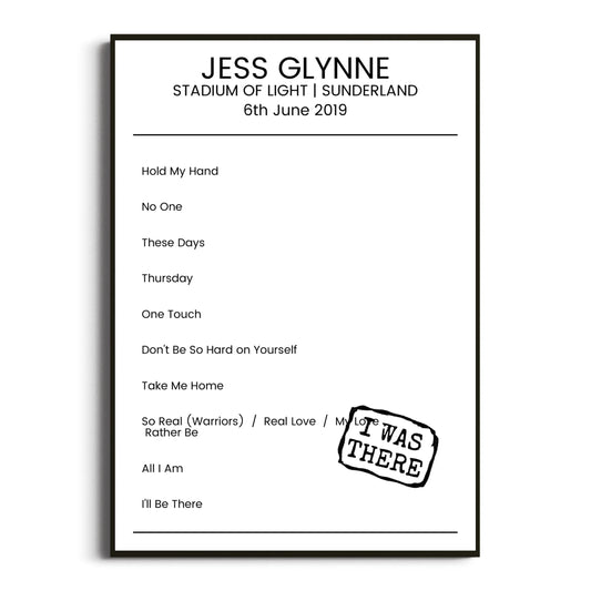 Jess Glynne Sunderland 06 June 2019 Setlist Poster